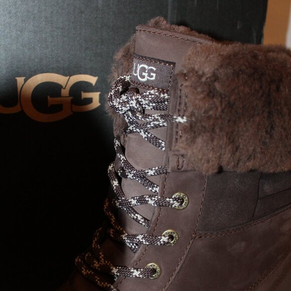 NIB UGG MEN'S BUTTE LOGO LEATHER SUEDE SHEARLING LINED WINTER SNOW BOOTS - Picture 6 of 11